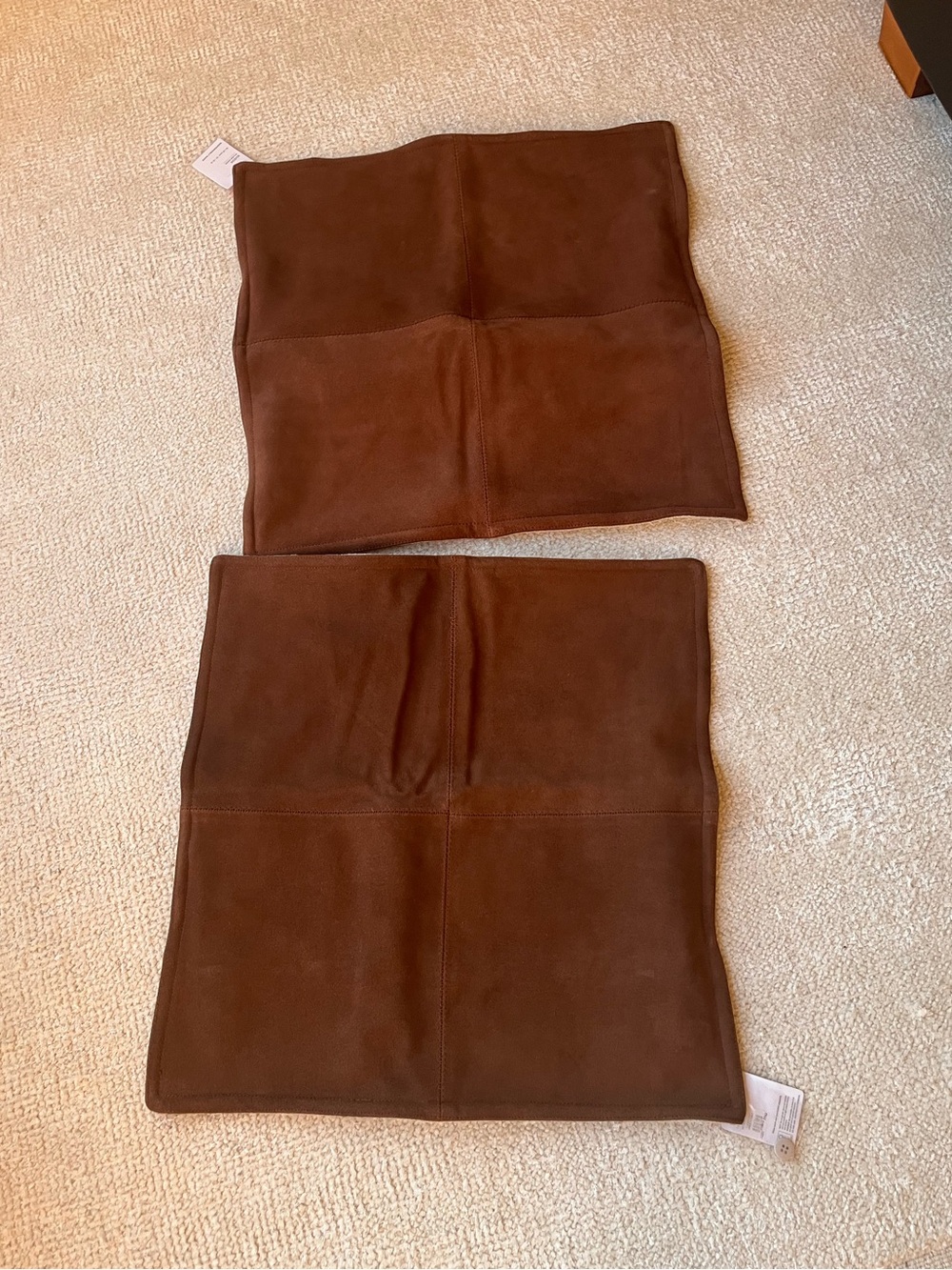 Pottery Barn nwt brown suede pillow covers